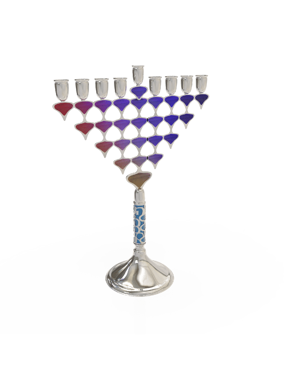 חנוכייה צבעונית דו צדדית באמייל, חנוכיות מודרניות לחנוכה, ישראל